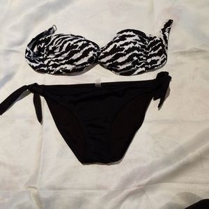 Victoria's Secret strapless bikini zebra small